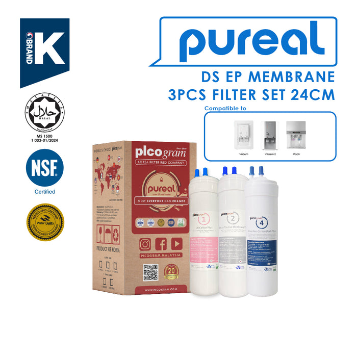 (JAKIM HALAL) Pureal Picogram 24cm DS NANO EP Water Filter Cartridges 3pc compatible to coway/midea