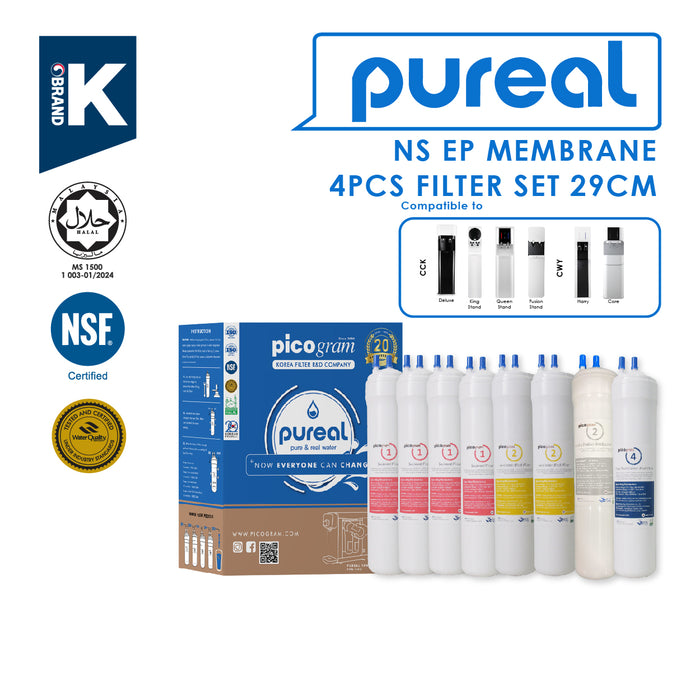 (JAKIM HALAL) Pureal Picogram 29cm NS NANO EP Water Filter Cartridges 8pcs compatible to Cuckoo floor stand