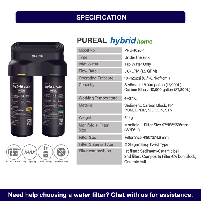 (JAKIM HALAL) Pureal AIO Home Water Purification PPU1020K + Hot & Ambient Dispenser + Outdoor Filtration System