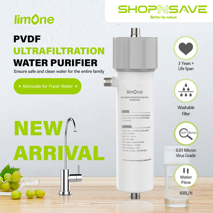 LIMONE PVDF Ultrafitration Water Purifier/Pre-Filter for washing machine, undersink