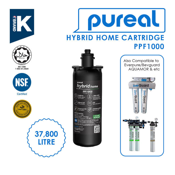 (JAKIM HALAL) Pureal Hybrid Home Cartridge PPF-1000 Compatible Everpure/Bevguard/AQUAMOR/Paragon