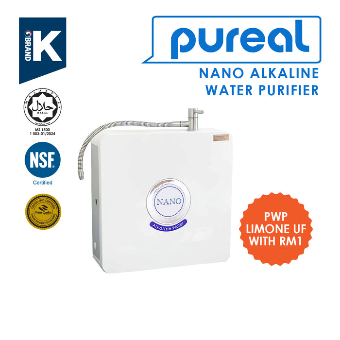 (JAKIM HALAL) Pureal Nano Alkaline Water Purifier - Remove Virus, Bacterial & Lead