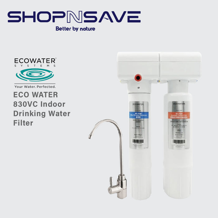 Ecowater 830VC advanced 0.01 micron Ultra Filtration System dual filtration Water Purifier Antibacterials Heavy Metals Removal, VOC removal, odor taste removal