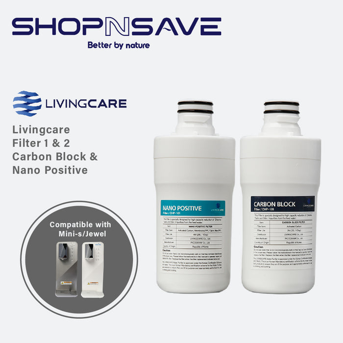 Livingcare Replacement Filter Set (Carbon Block / Nano Positive / Pre-Filter Sediment)