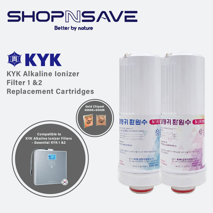 {Pre-Order 7Days} KYK Alkaline Water Ionizer Replacement Cartridges Gold Chipset Filter 1 (6000K) & 2 (9000K)