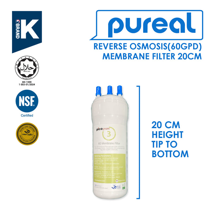(JAKIM HALAL) Pureal Picogram 20/24/29cm RO Water Filter Cartridges