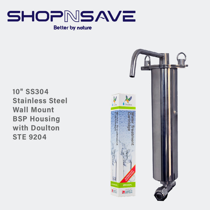 Wall Mount SS304 Stainless Steel Ceramic Filter Housing Set With Doulton Cartridge (STE 9204/UCC 9501)