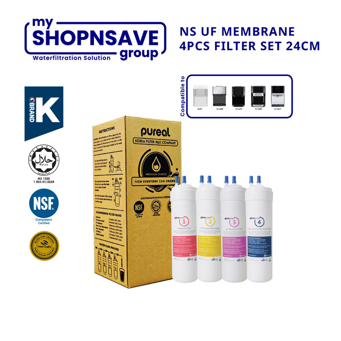 (JAKIM HALAL) Pureal Picogram 24cm NS UF Water Filter Cartridges 4pcs compatible to Midea