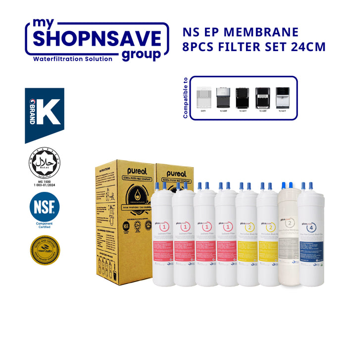 (JAKIM HALAL) Pureal Picogram 24cm NS NANO EP Water Filter Cartridge 8pcs compatible to Midea