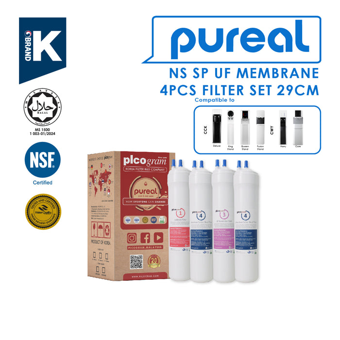 (JAKIM HALAL) Pureal Picogram 29cm NS SP UF Water Filter Cartridges 4pc compatible to Cuckoo Floor Stand