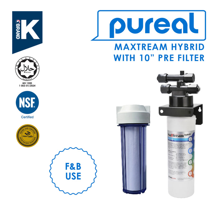 [FREE INSTALLATION] (JAKIM HALAL) Pureal Maxtream Hybrid Commercial  Water Purifier Filter Set with 10" Pre-Filter