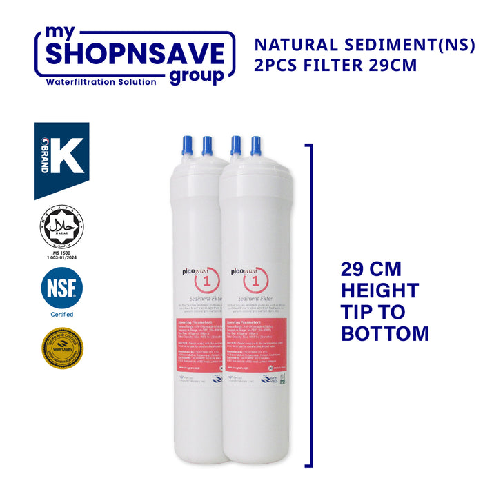 (JAKIM HALAL) Pureal Picogram 29cm Natural Sediment Water Filter Cartridge 3pc Set