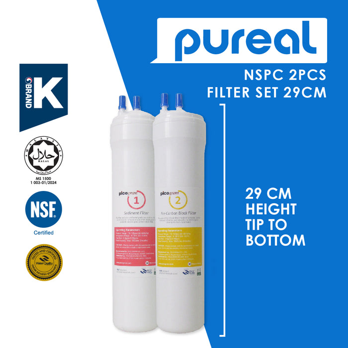 (JAKIM HALAL) Pureal Picogram 29cm NS UF Water Filter Cartridges 4pcs compatible to CCK floor stand
