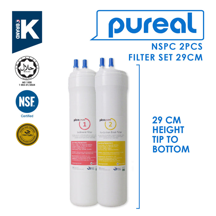 (JAKIM HALAL) Pureal Picogram 29cm NS UF Water Filter Cartridges 4pcs compatible to Cuckoo floor stand