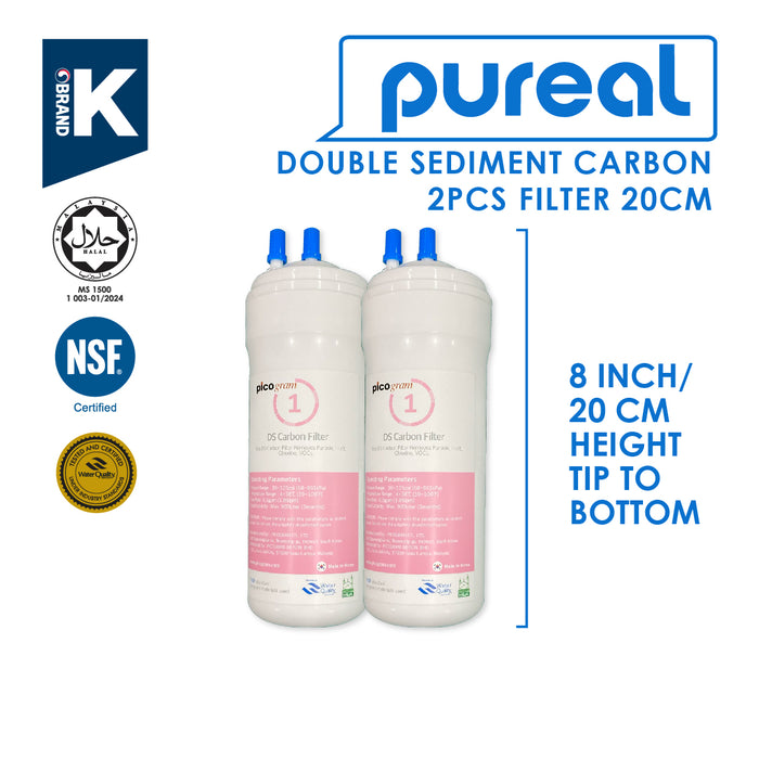 (JAKIM HALAL) Pureal Picogram 20cm DS UF Water Filter Cartridges 3pc compatible to coway/cuckoo