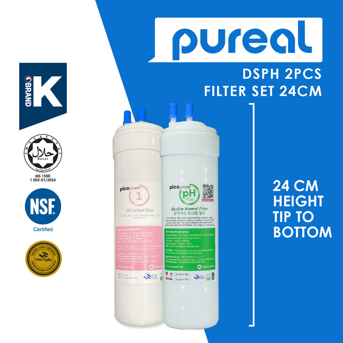 (JAKIM HALAL) Pureal Picogram 24cm NANO ALKALINE Water Filter Cartridges 4pcs Compatible to Midea