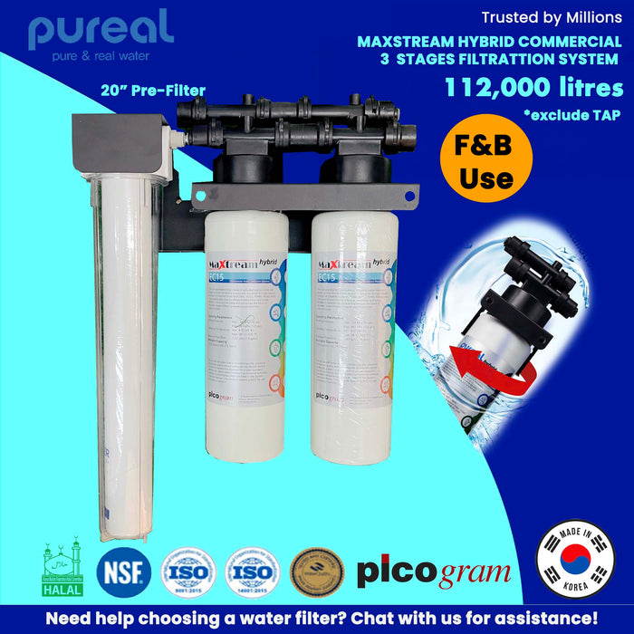 3-Stages - EXPERIENCE UNRIVALED PURITY WITH THE MAXTREAM HYBRID WATER FILTRATION SYSTEM - THE HEARTBEAT OF YOUR F&B OPERATION  (Halal Certified) | FREE Installation | KL | Selangor | Penang | Johor