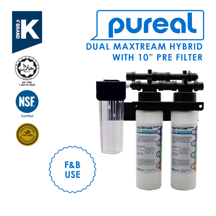 [FREE INSTALLATION] (JAKIM HALAL) Pureal 3-Stage Maxtream Hybrid Commercial Water Purifier Filter Set with 10"PRE-FILTER
