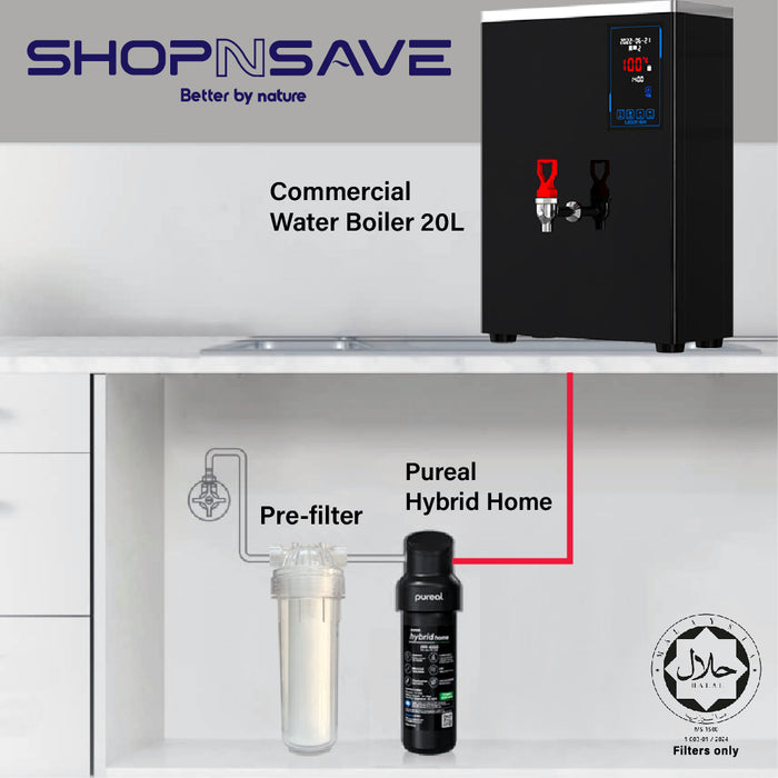 [Promotion FREE Pureal Hybrid Home PPF-1000(Halal) with pre-filter + installation] Commercial Water Boiler (20L)