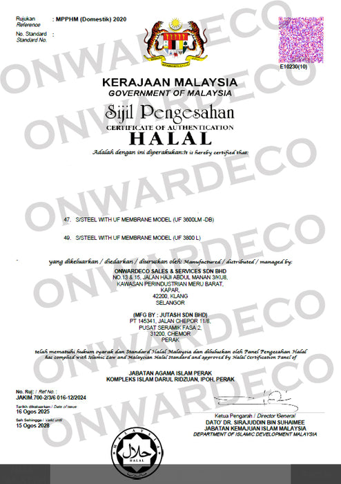 (JAKIM HALAL)[SHIPPING ONLY] Double Backwash SSDBW-3600 Outdoor UF Membrane