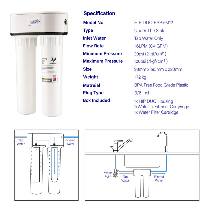 Doulton® | HIP DUO | Pre-Filter | BTU (2501) Biotect Ultra | Under Sink | Water Filter System