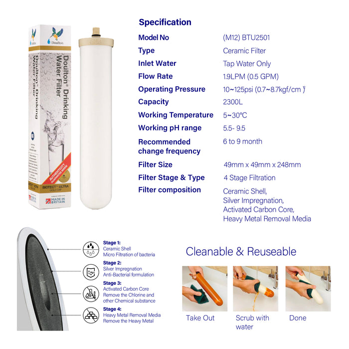 Doulton® | HIP DUO | Pre-Filter | BTU (2501) Biotect Ultra | Under Sink | Water Filter System