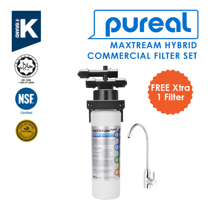 [FREE INSTALLATION &  1 Xtra Filter Limited for 20 unit Only] (JAKIM HALAL) Pureal Maxtream Hybrid Commercial Water Purifier Filter Set [1 Year Capacity]