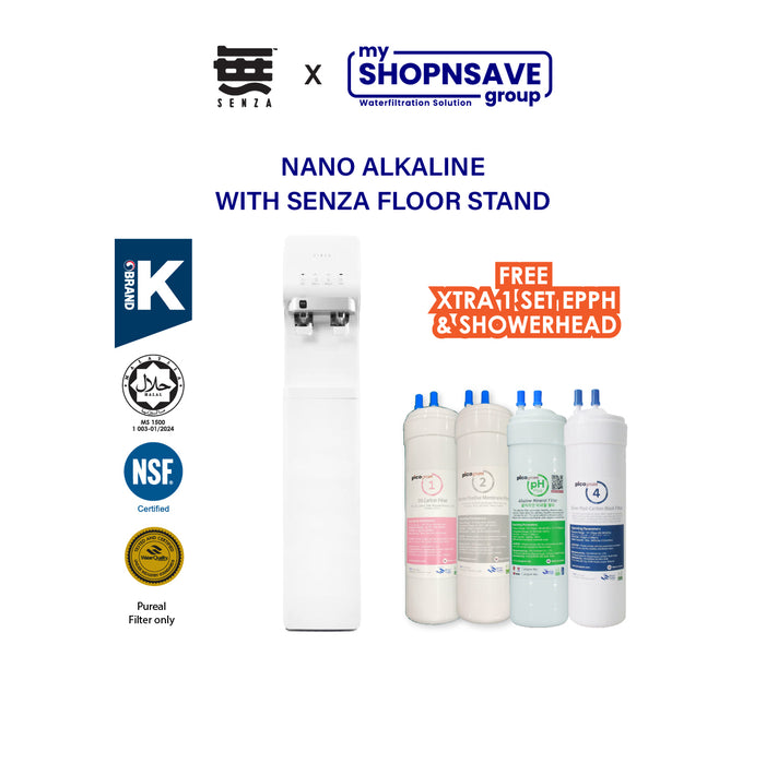 JAKIM HALAL | Senza x Pureal | Floor Stand | 4 Stage | Nano Alkaline | Hot & Cold | Water Dispenser
