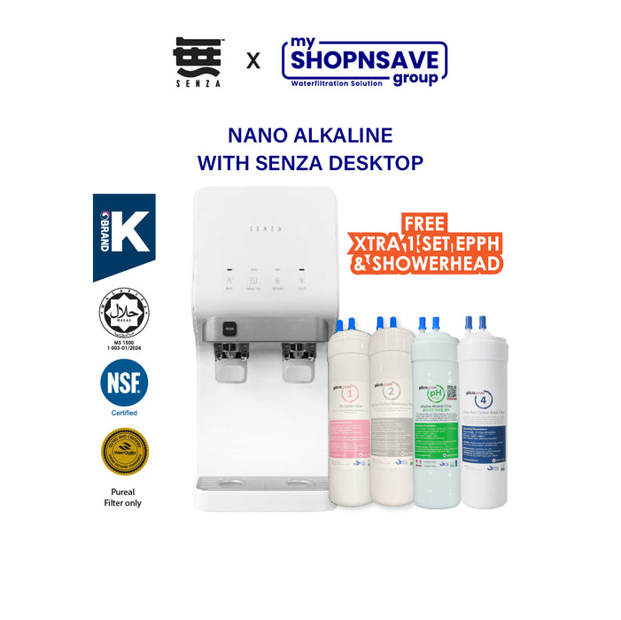JAKIM HALAL | Senza x Pureal | Desktop / Countertop | 4 Stage | Nano Alkaline | Hot & Cold | Water Dispenser