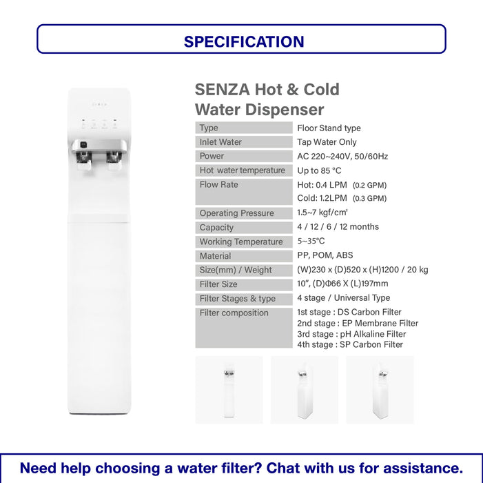 JAKIM HALAL | Senza x Pureal | Floor Stand | 4 Stage | Nano Alkaline | Hot & Cold | Water Dispenser