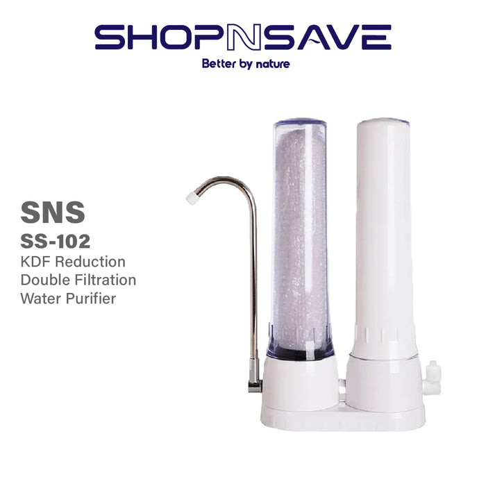 SNS SS-102 CTC Double Water Filtration System / Water Purifier - Doulton KDF & UCC Filter Cartridge