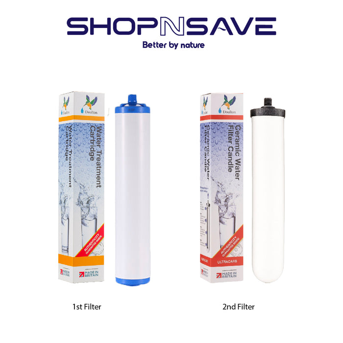 SNS SS-102 CTC Double Water Filtration System / Water Purifier - Doulton KDF & UCC Filter Cartridge