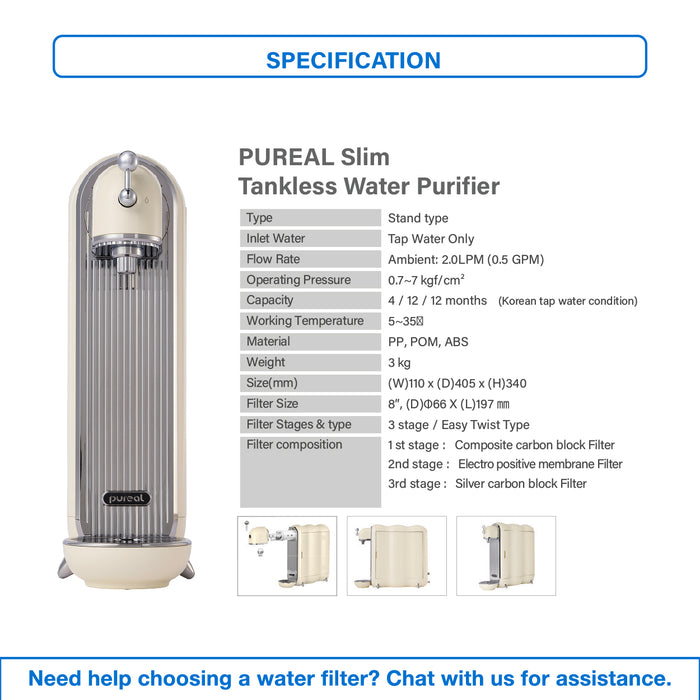 [FREE 2 1st FILTER until 30/4/25] (JAKIM HALAL) Pureal Slim PPA300 Drinking Water Purifier System