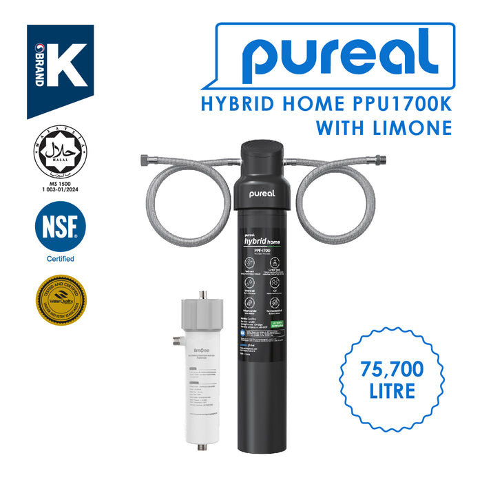 (JAKIM HALAL) Pureal Hybrid Home PPU-1700K UnderSink Water Filter NSF 42 & 372 Coffee Machine Boiler