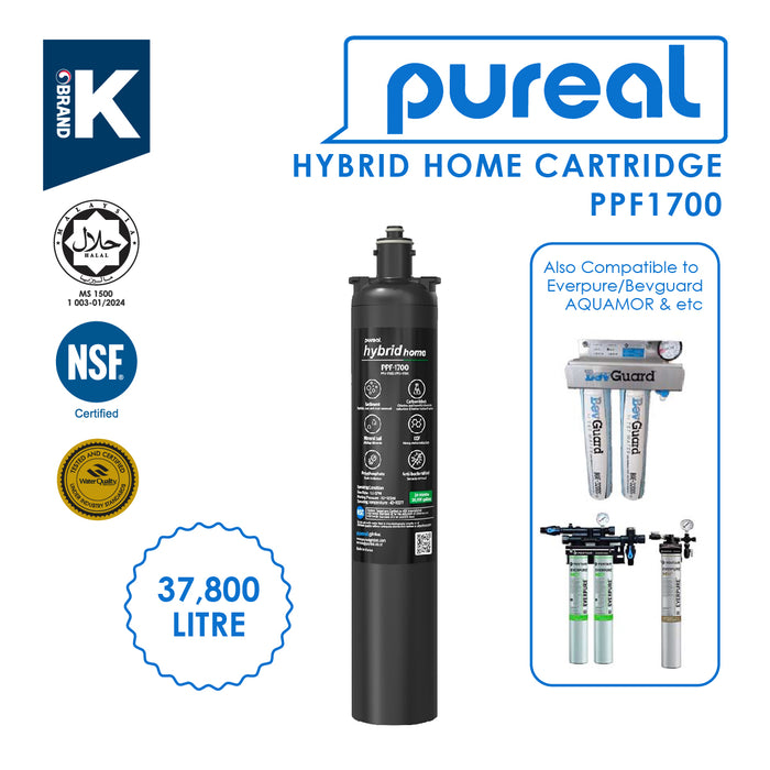 (JAKIM HALAL) Pureal Hybrid Home PPU-1700K UnderSink Water Filter NSF 42 & 372 Coffee Machine Boiler