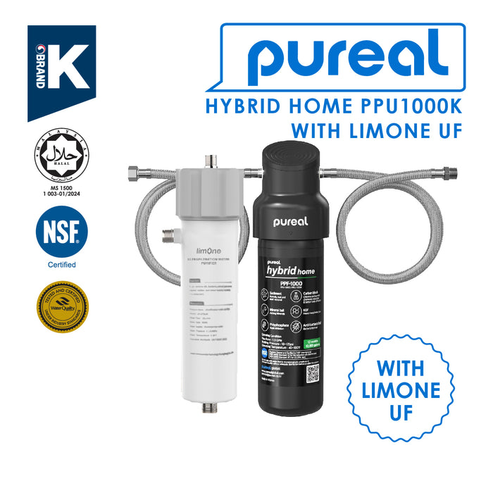 (JAKIM HALAL) Pureal Hybrid Home PPU1000K UnderSink Water Filter NSF 42 & 372 Food Preparation, Boiler, Coffee (38000L)