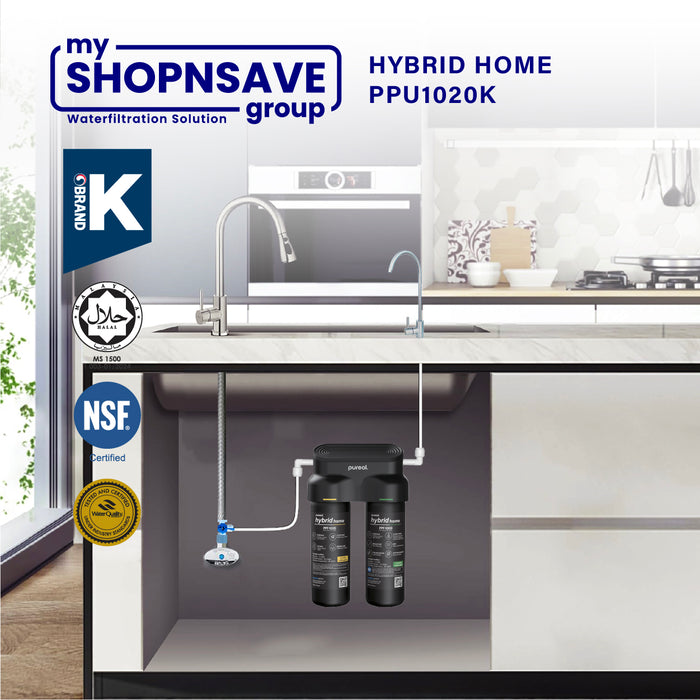 (JAKIM HALAL) Pureal Hybrid Home PPU-1020K with 1/4" Fittings Undersink Water Filter NSF certified