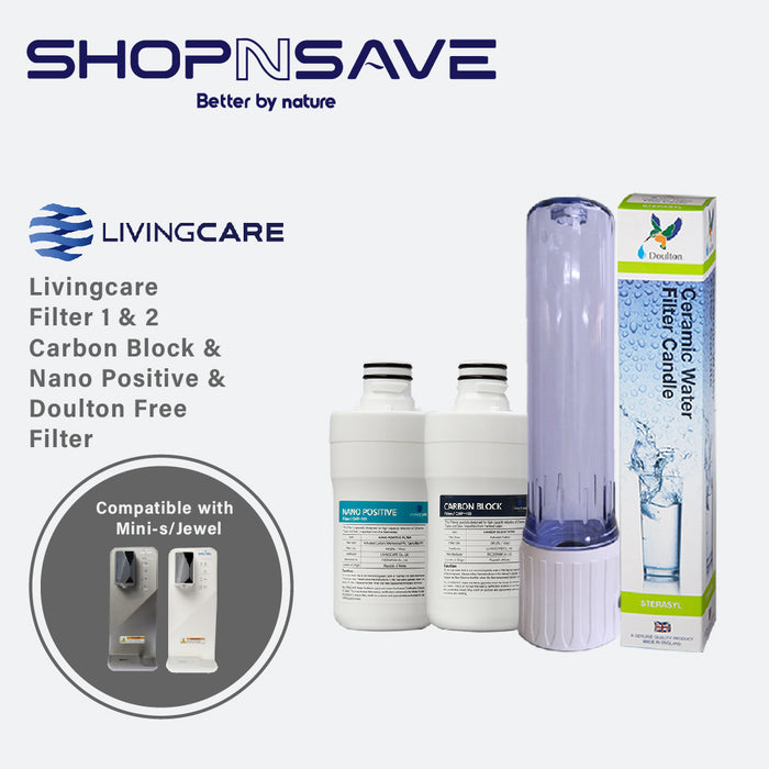 Livingcare Replacement filters (Carbon Block / Nano Positive / Pre-Filter Sediment)