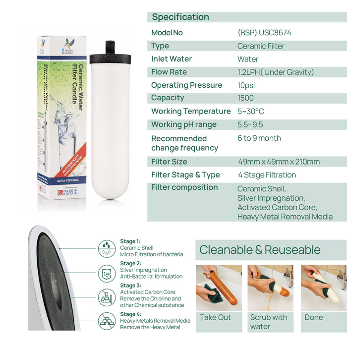 Doulton® Portable Stainless Steel Gravity USC (8674) Ultra Sterasyl Water Filter Purifier System - SHOPNSAVE