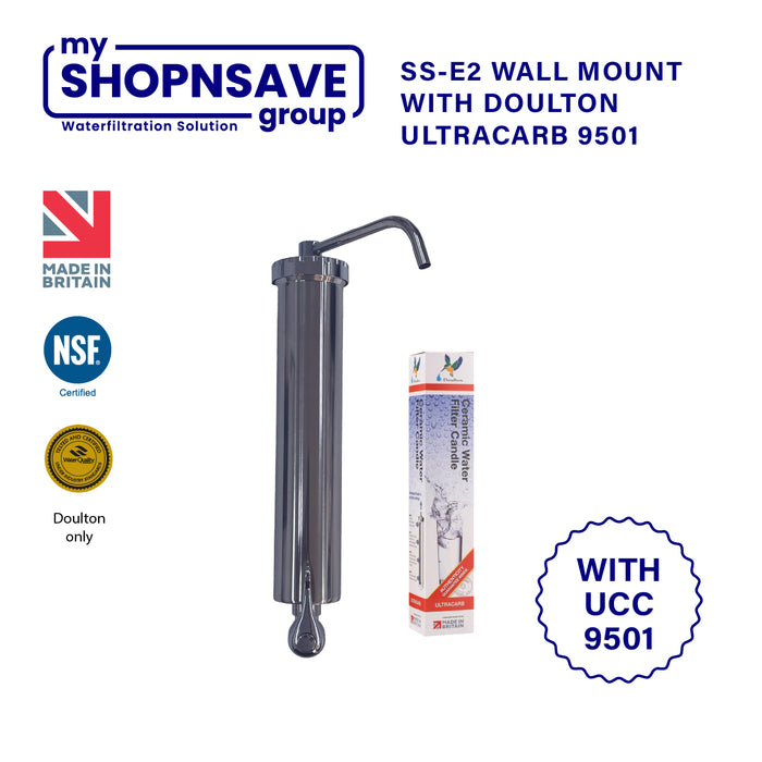 ShopNSave SS-E2 Wall Mount Stainless Steel Water Filter System with Doulton Cartridges
