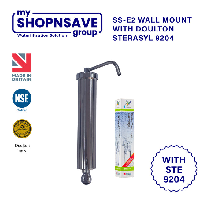 ShopNSave SS-E2 Wall Mount Stainless Steel Water Filter System with Doulton Cartridges