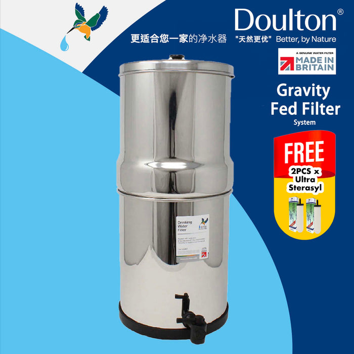 Transform Your Water Experience with the British Berkefeld SS Gravity Fed System: Featuring 2x Ultra Sterasyl® or Imperial Ultra Fluoride Filters - The Ultimate Doulton Purification Powerhouse!