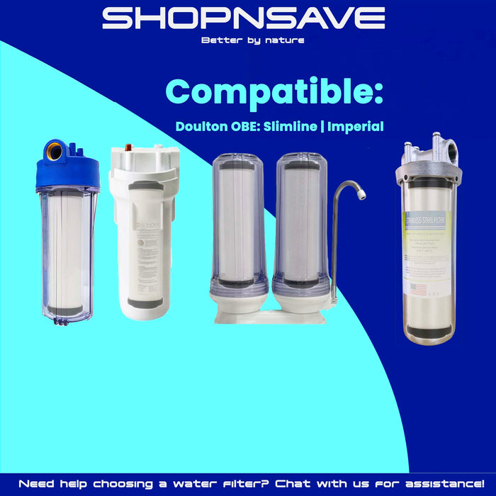 SHOPNSAVE Doulton Slimline / Imperial OBE Ceramic Water Filter Candle with Atlas POE point of entry water filter / Antibacterial/ lead reduction / heavy metals removal(ultracarb) Pre-Filter / Water Filter / Water Dispenser Pre Filter / Made in UK & italy