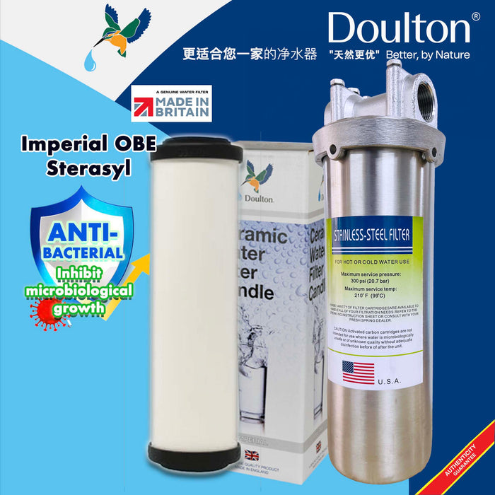 Doulton Imperial OBE Sterasyl Ceramic Filter / Doulton Slimline OBE Sterasyl Ceramic Filter / Doulton Slimline OBE UltracarbCeramic Filter / SS Housing Water Filter, U.S.A STAINLESS STEEL HOUSING WATER FILTER WITH PP FILTER