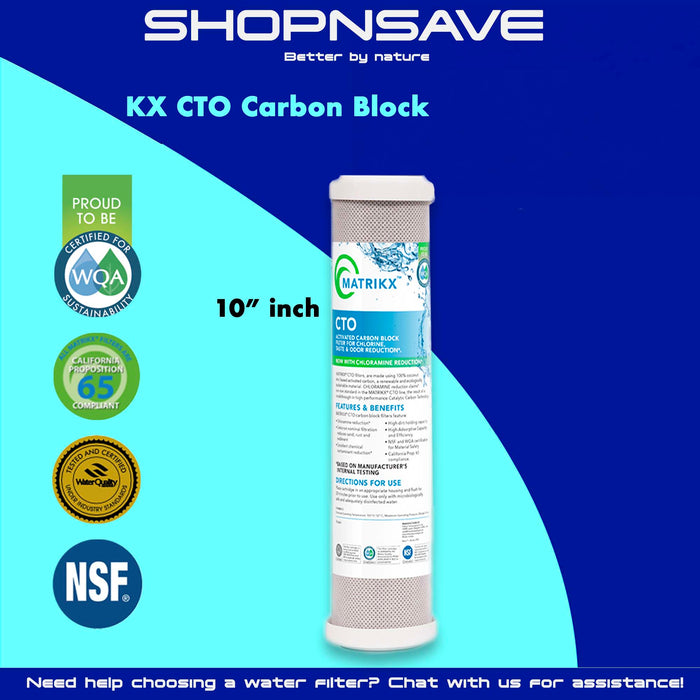 MATRIKX CTO 10" / 20" Carbon Block Filter PFAS Reduction, Chlorine Chloramine Reduction