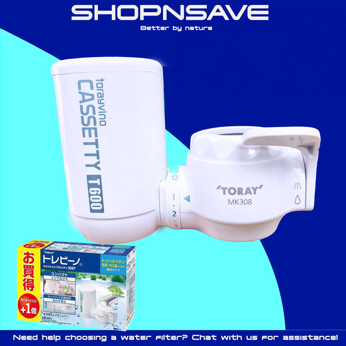 Toray MK308T Faucet Water Filter, Toray Cassetty includes 1 built-in & FREE 1 additional Cartridge