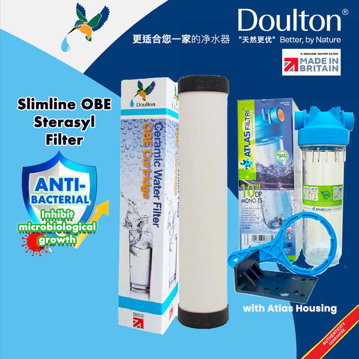 SHOPNSAVE Doulton Slimline / Imperial OBE Ceramic Water Filter Candle with Atlas POE point of entry water filter / Antibacterial/ lead reduction / heavy metals removal(ultracarb) Pre-Filter / Water Filter / Water Dispenser Pre Filter / Made in UK & italy