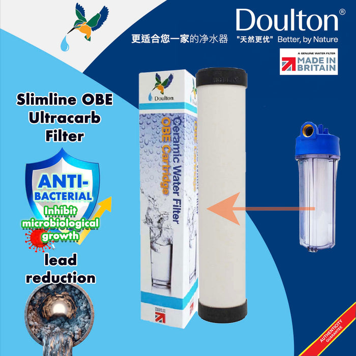 Doulton Slimline / Imperial OBE Ceramic Water Filter Candle with Ecotech POE point of entry water filter / Antibacterial/ lead reduction / heavy metals removal(ultracarb) Pre-Filter / Water Filter / Water Dispenser Pre Filter