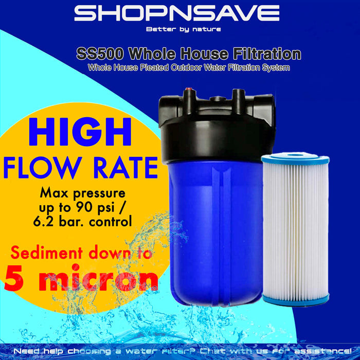 10" Pleated Whole House Filtration Water Filtration System with 10" Filter with Pleated PP Sediment Filter