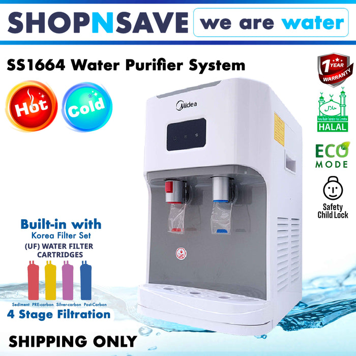 SHOPNSAVE SS1664T Hot Cold Filtered Water Dispenser with 4 Korea Water Purifier, Counter-Top